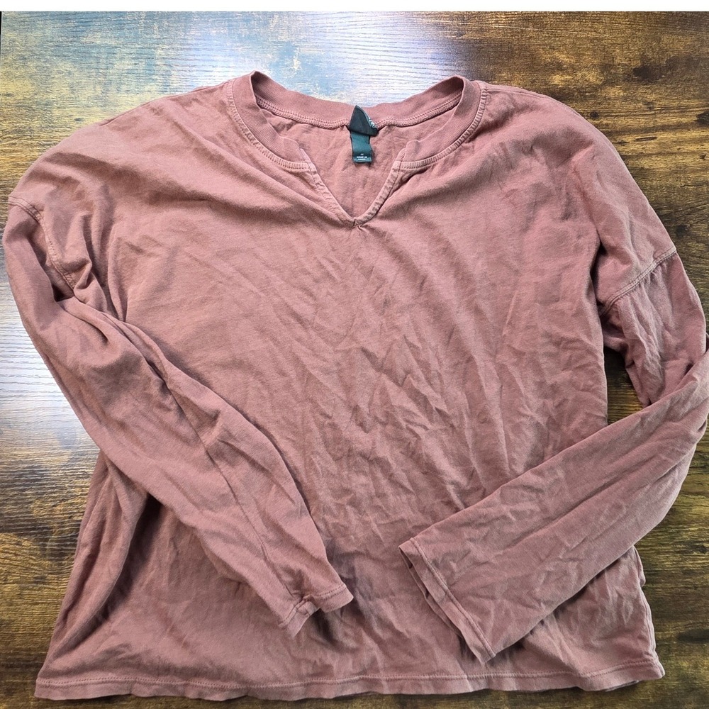 Wild Fable Mauve Terracotta Long Sleeve T-Shirt Womens Medium Crop Top Crew Neck